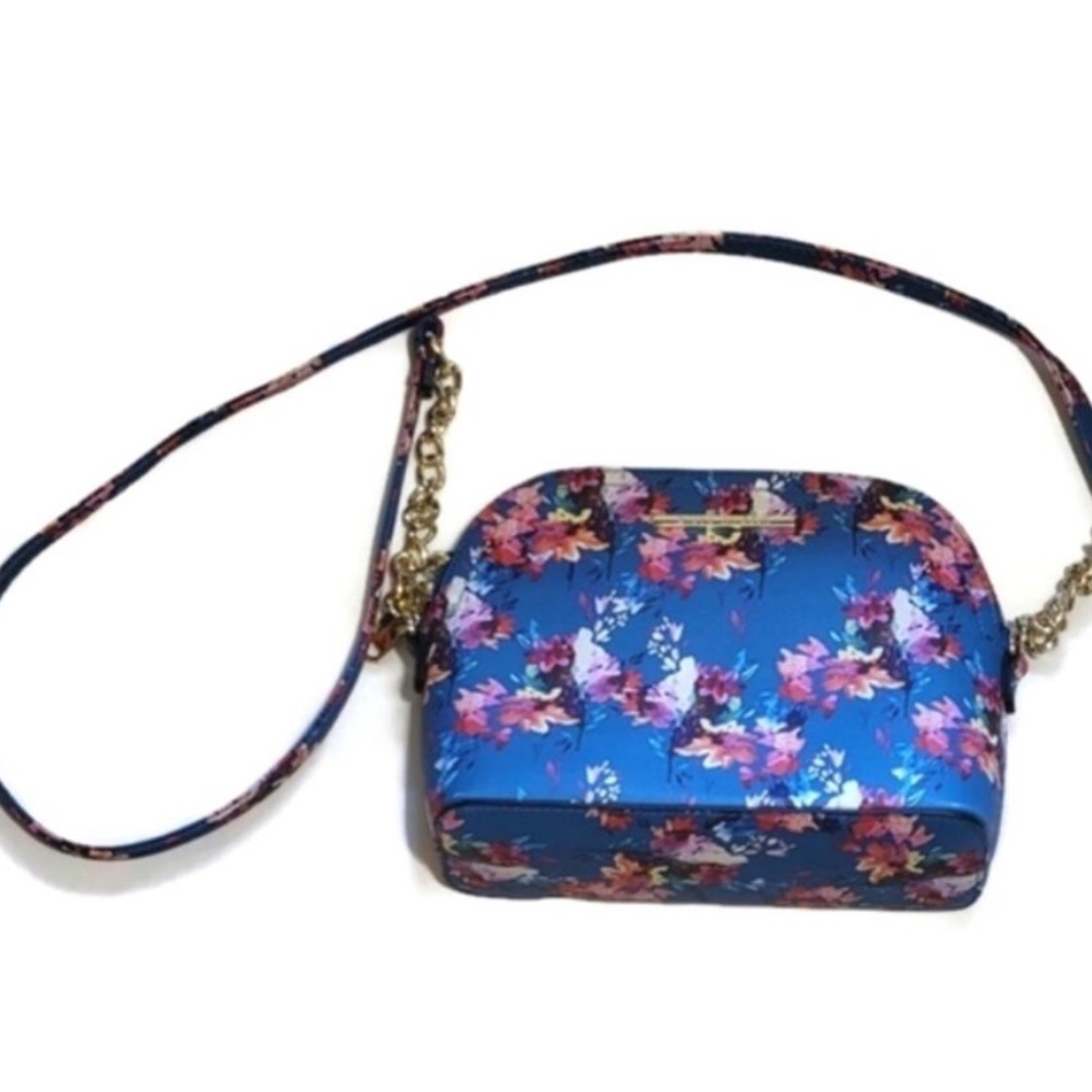 NWT Steve Madden BMaggie Floral Blue Gold Chain Crossbody Bag Purse - Picture 2 of 10